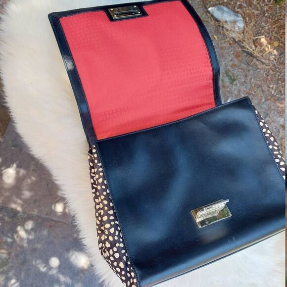 Kate Spade Black Leather Haircalf Spotted Satchel RARE - Picture 7 of 12